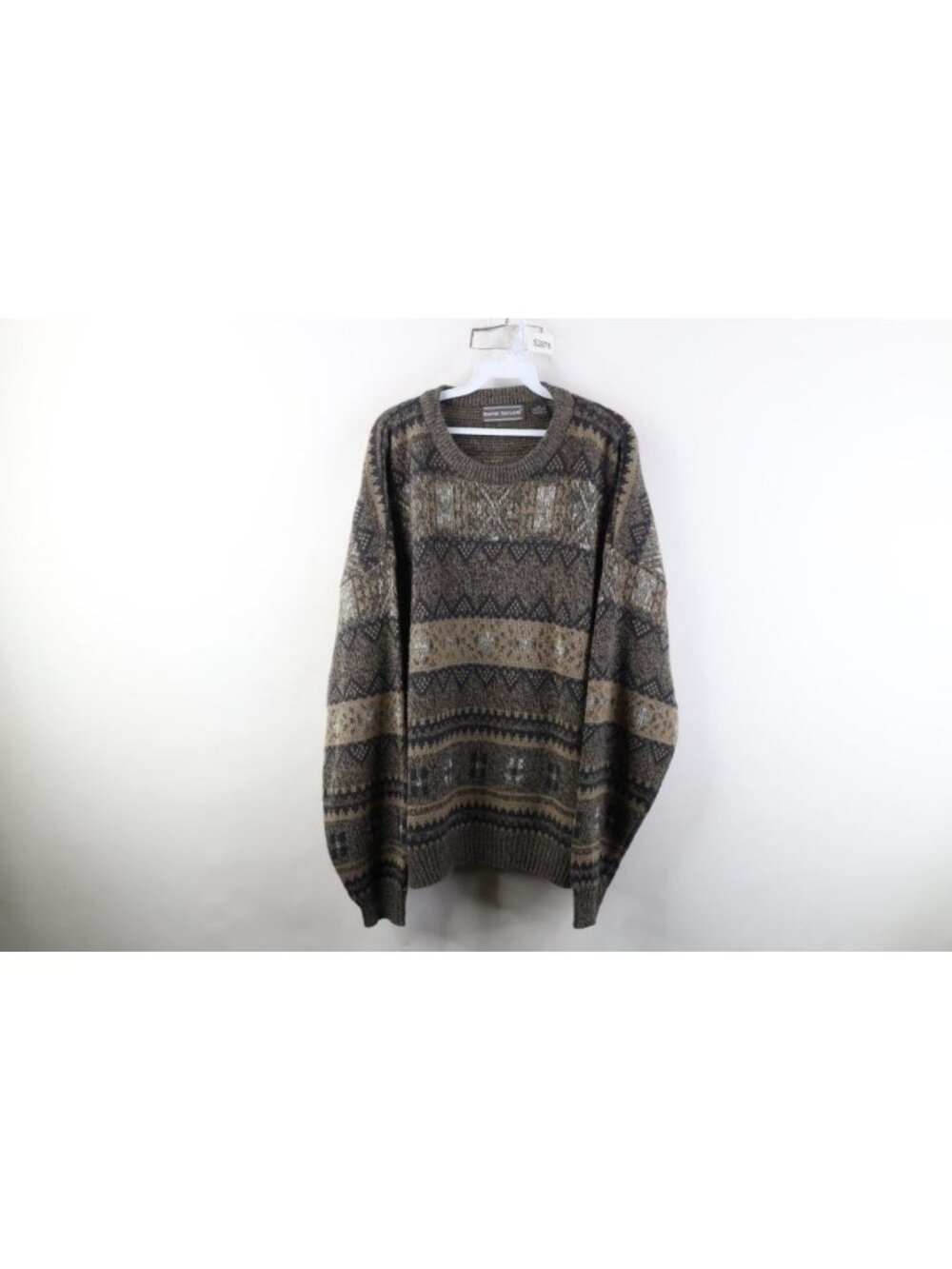Vintage 90s Streetwear Mens 2XL XXL Earth Tone Fair Isle Knit Crewneck Sweater